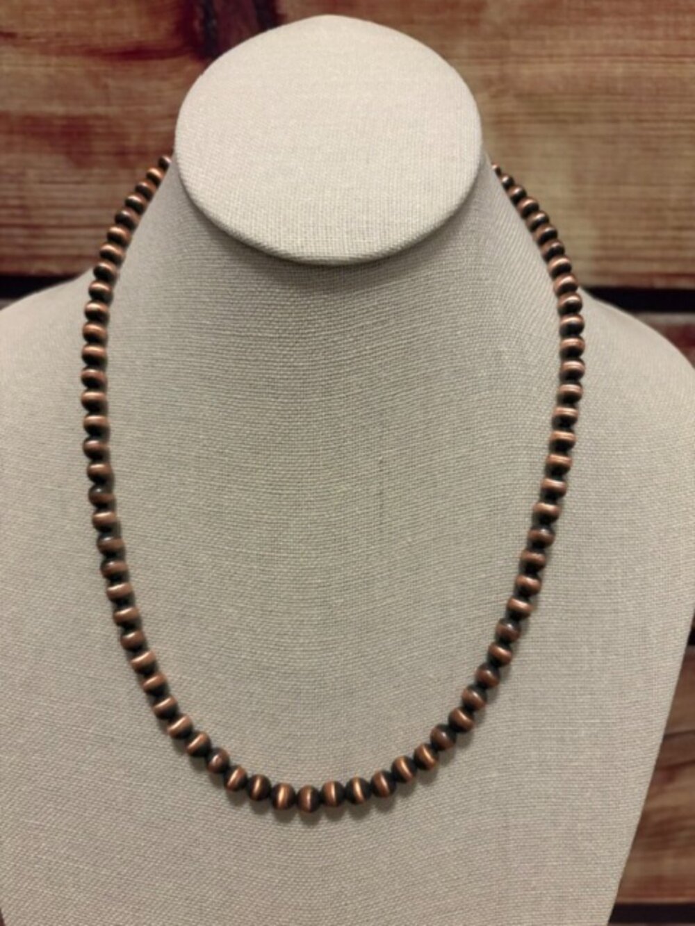Z Bars 6mm Hand-Polished Copper Pearl Necklace 20" Western Southwestern NWT